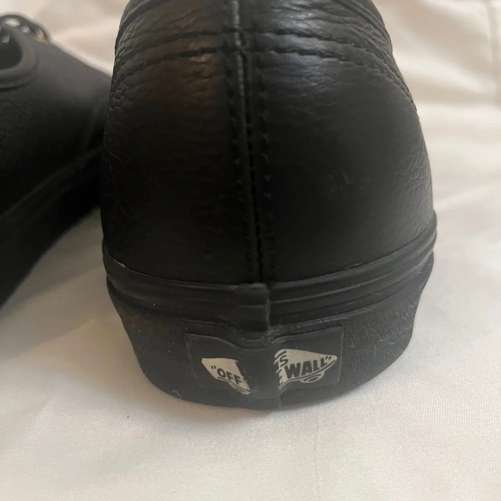Vans Black Leather Shoes with Gold Accents - Picture 4 of 6